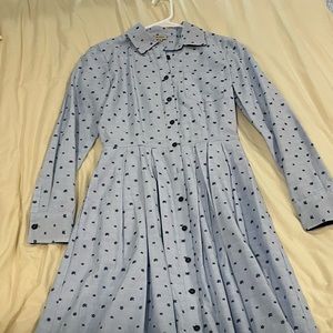 blue and white dress